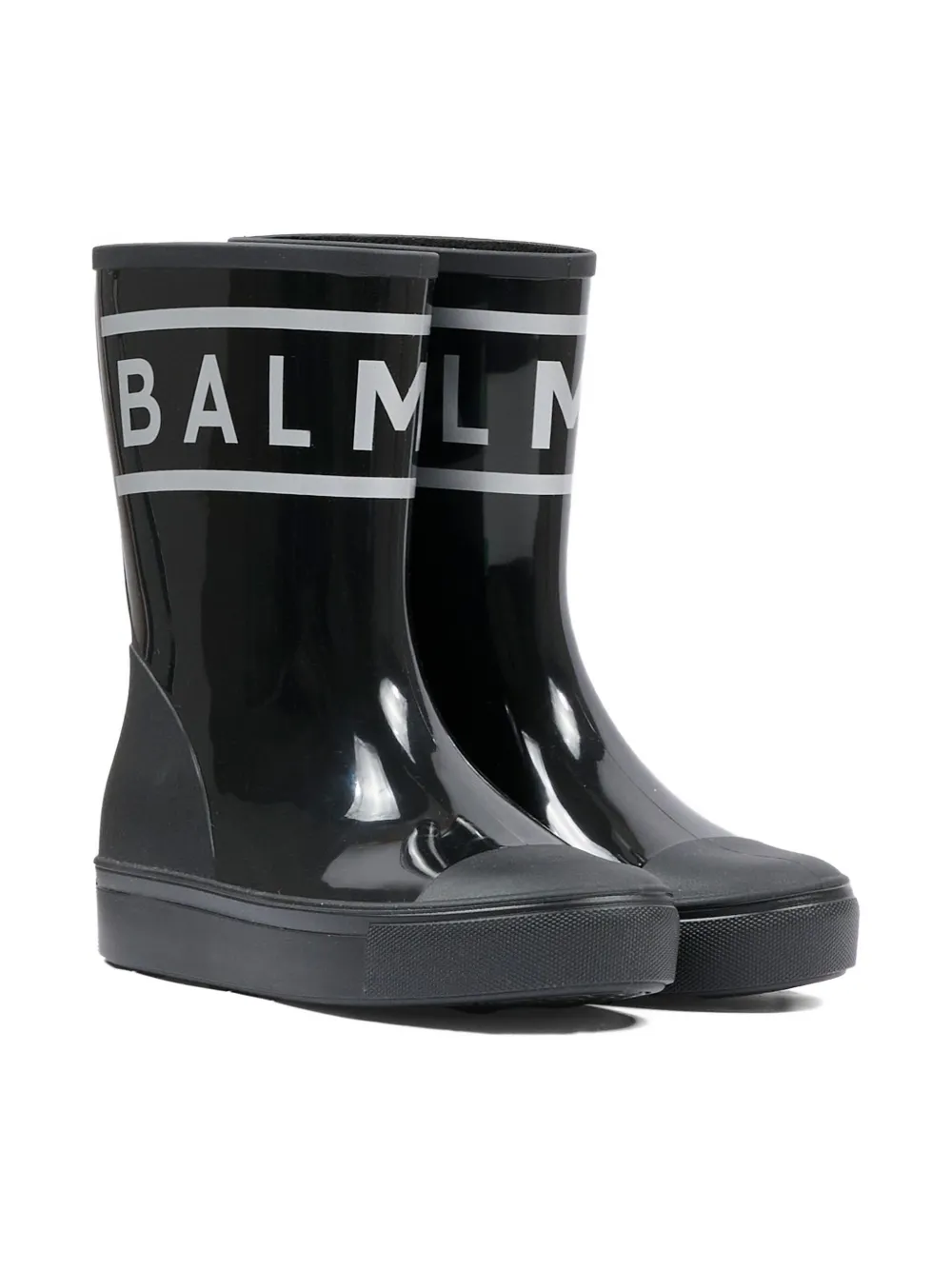 Balmain Kids logo-motif rain boots - Nero