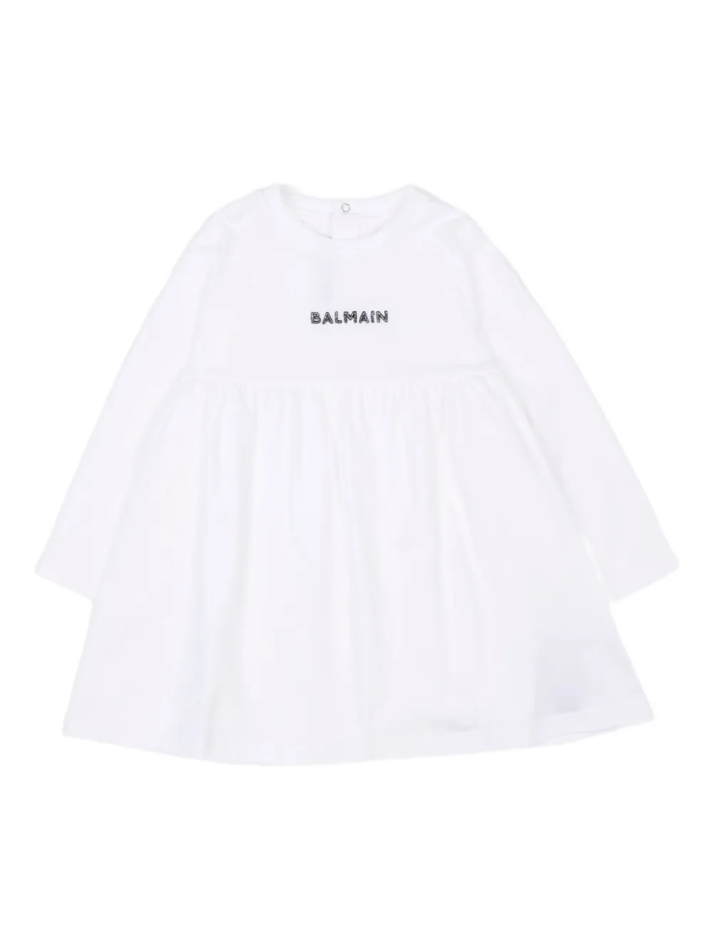 Balmain Kids long-sleeve cotton dress - White