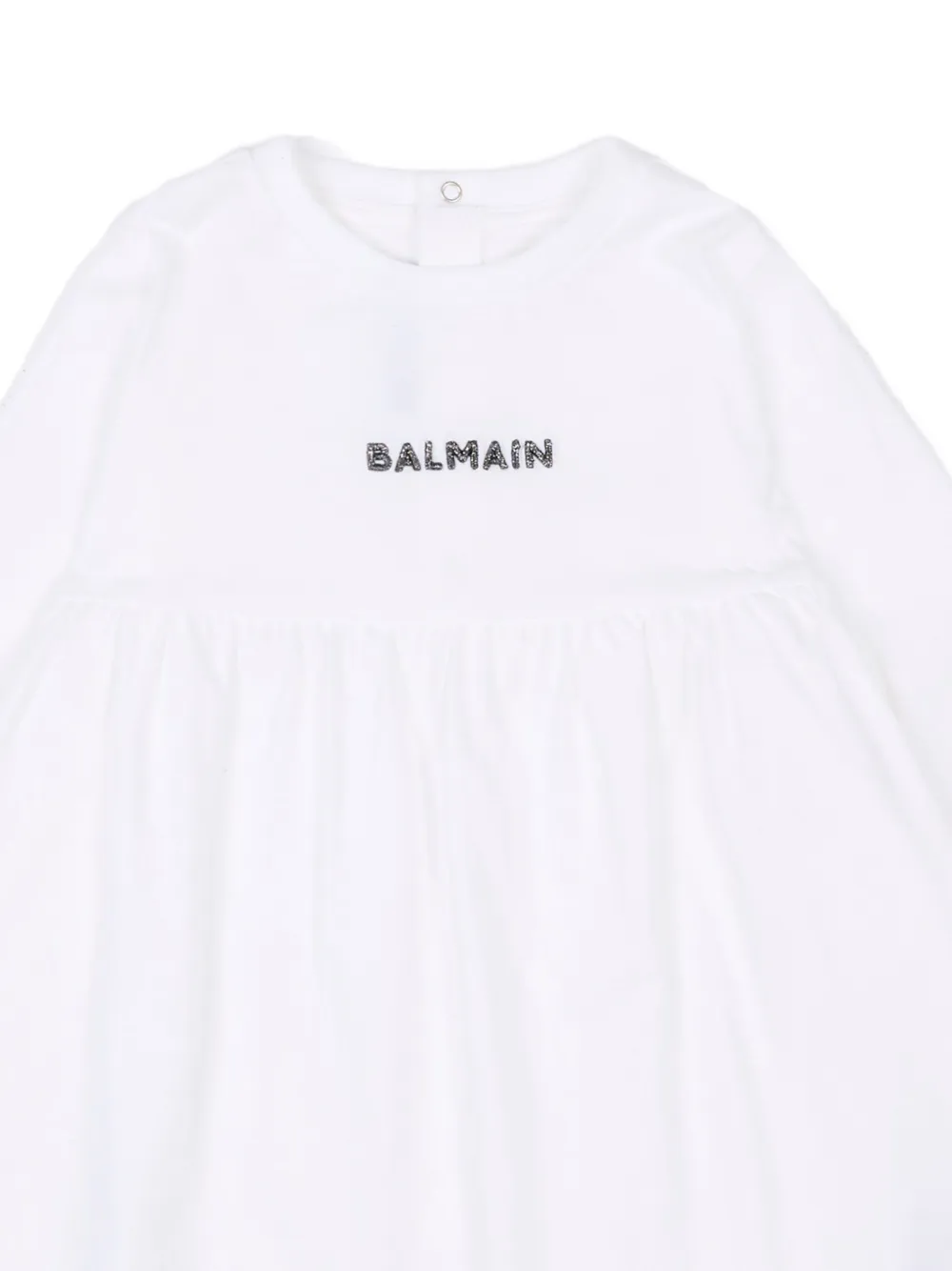 Balmain Long-sleeve Cotton Dress In White