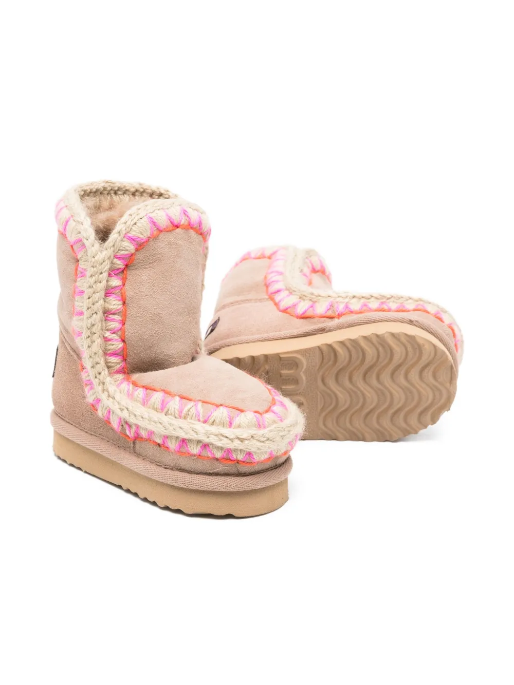 Mou Kids Eskimo overstitching boots - Beige