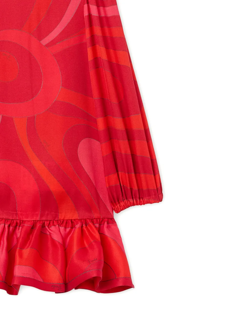 PUCCI Junior Jurk met Marmo-print en ruches Rood