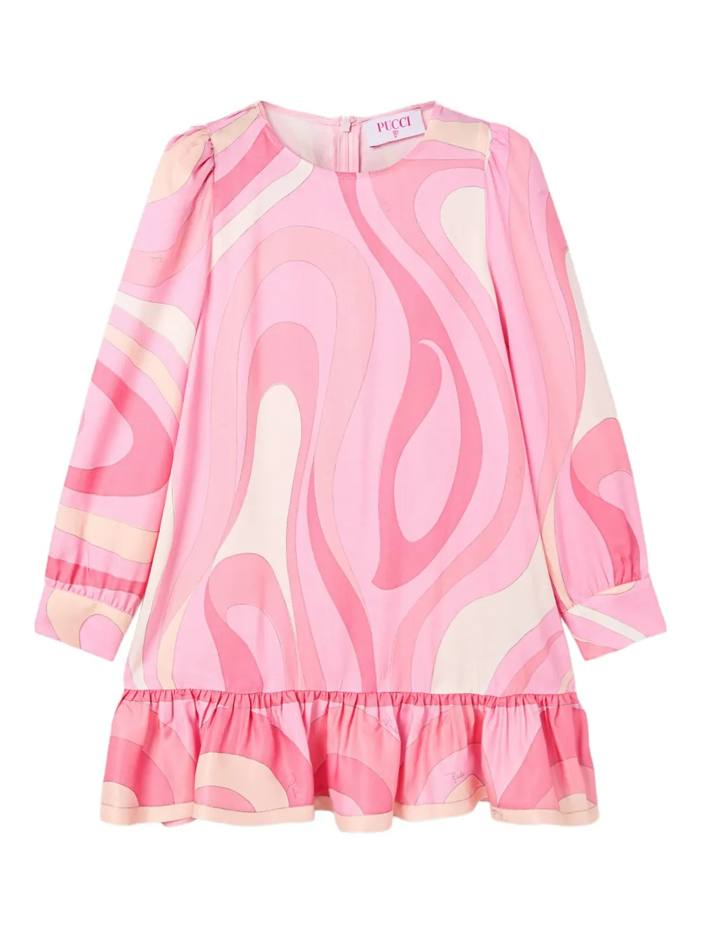 PUCCI Junior Gerüschtes Kleid mit Marmo-Print | Rosa | Image 1