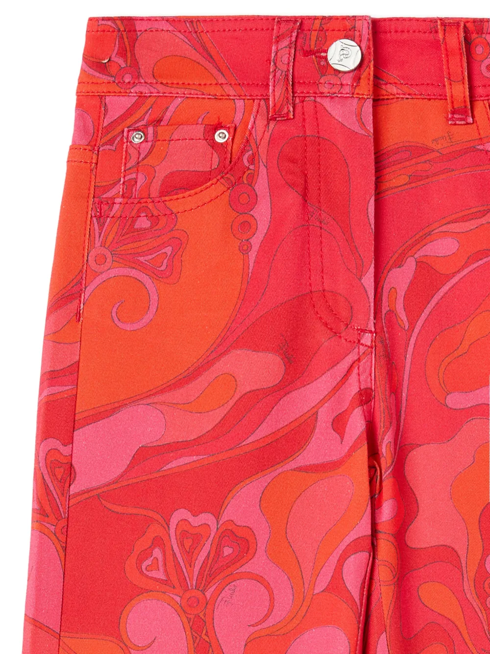 Pucci Junior Orchidee-print Five-pockets Trousers In Red
