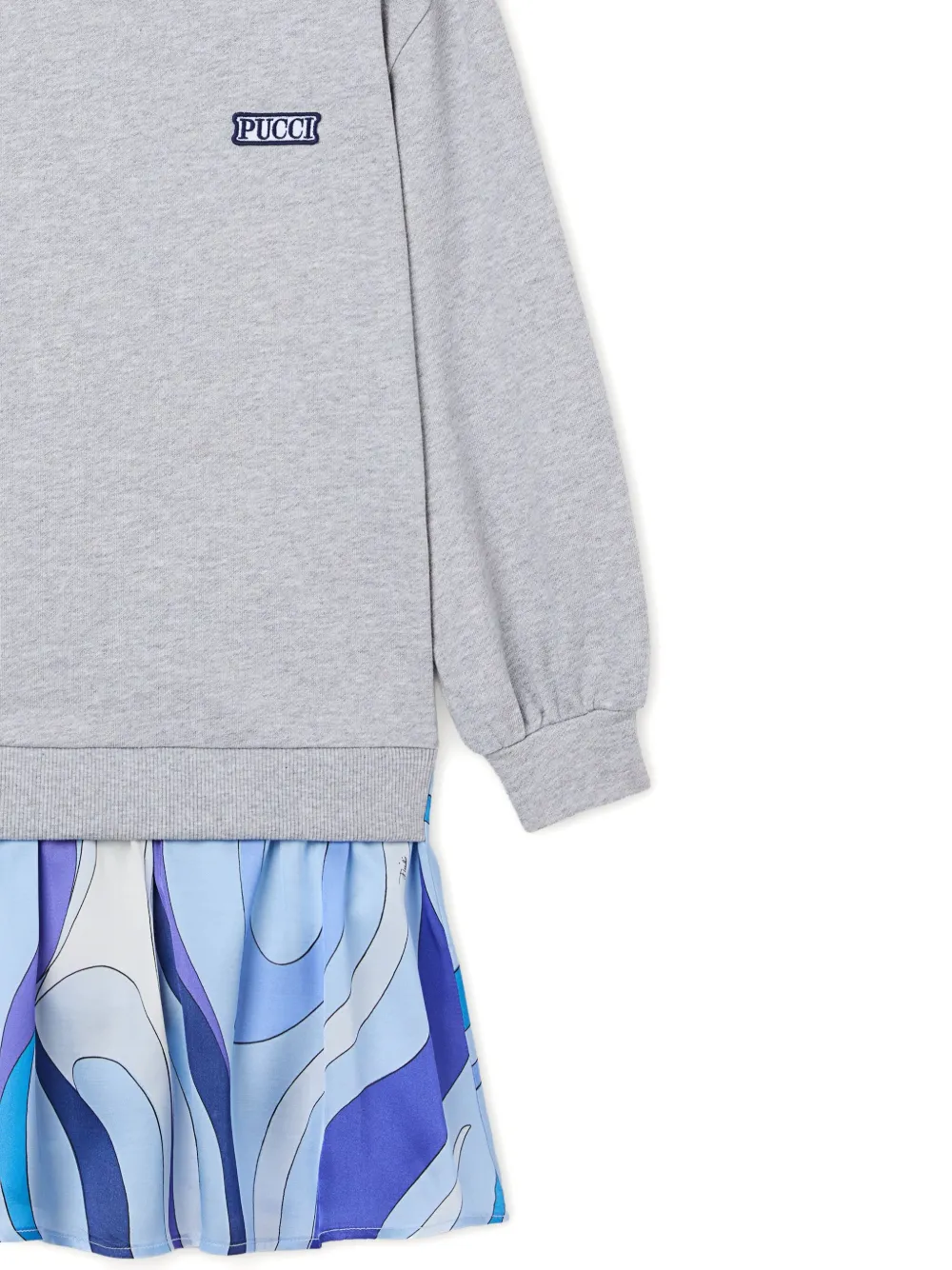 Pucci Junior Printed-skirt Dress In Gray