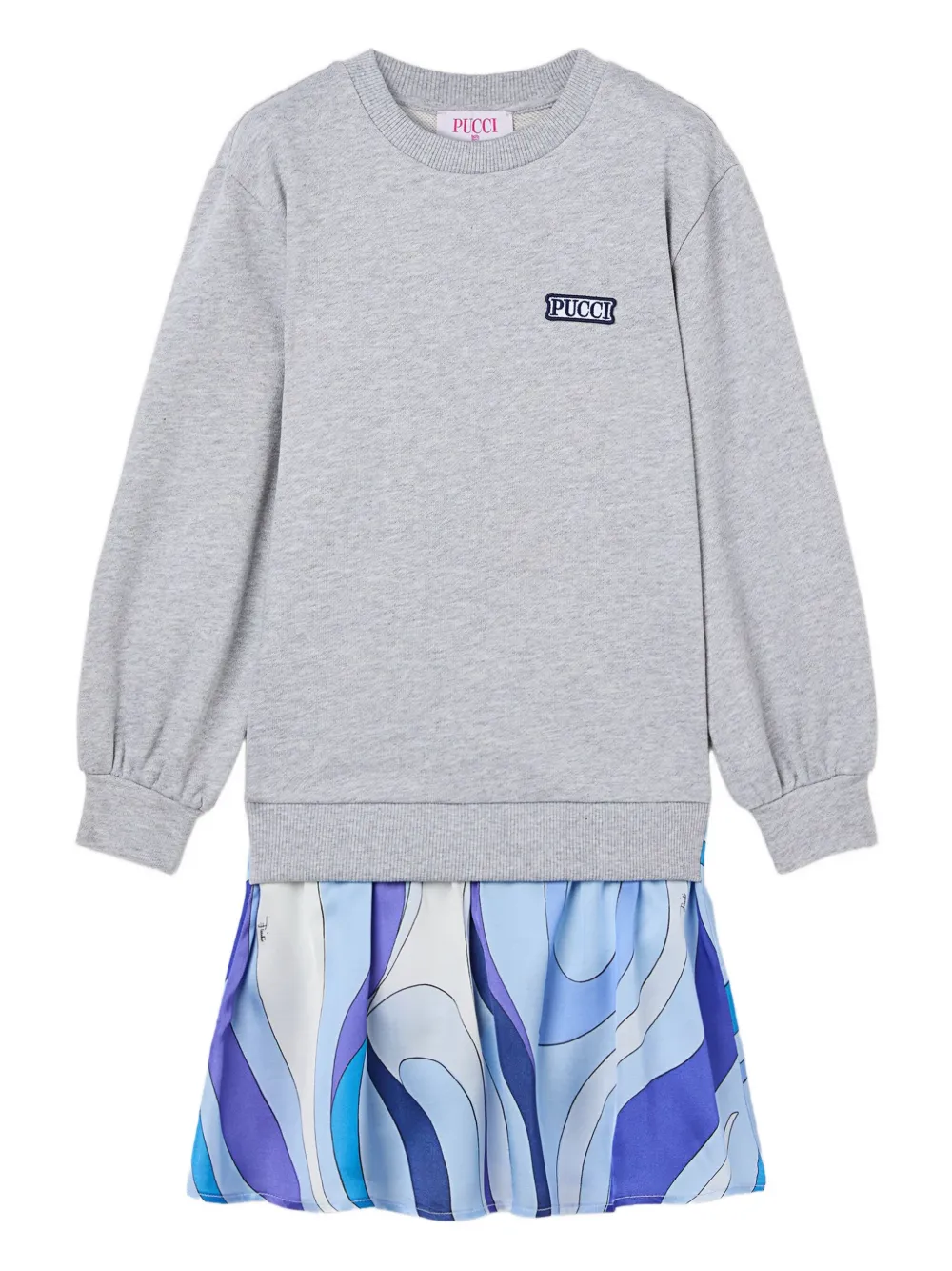 Pucci Junior Printed-skirt Dress In Gray