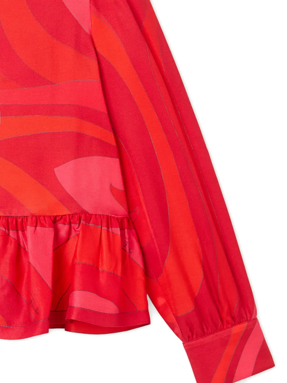 PUCCI Junior Shirt met Marmo-print en ruches Rood