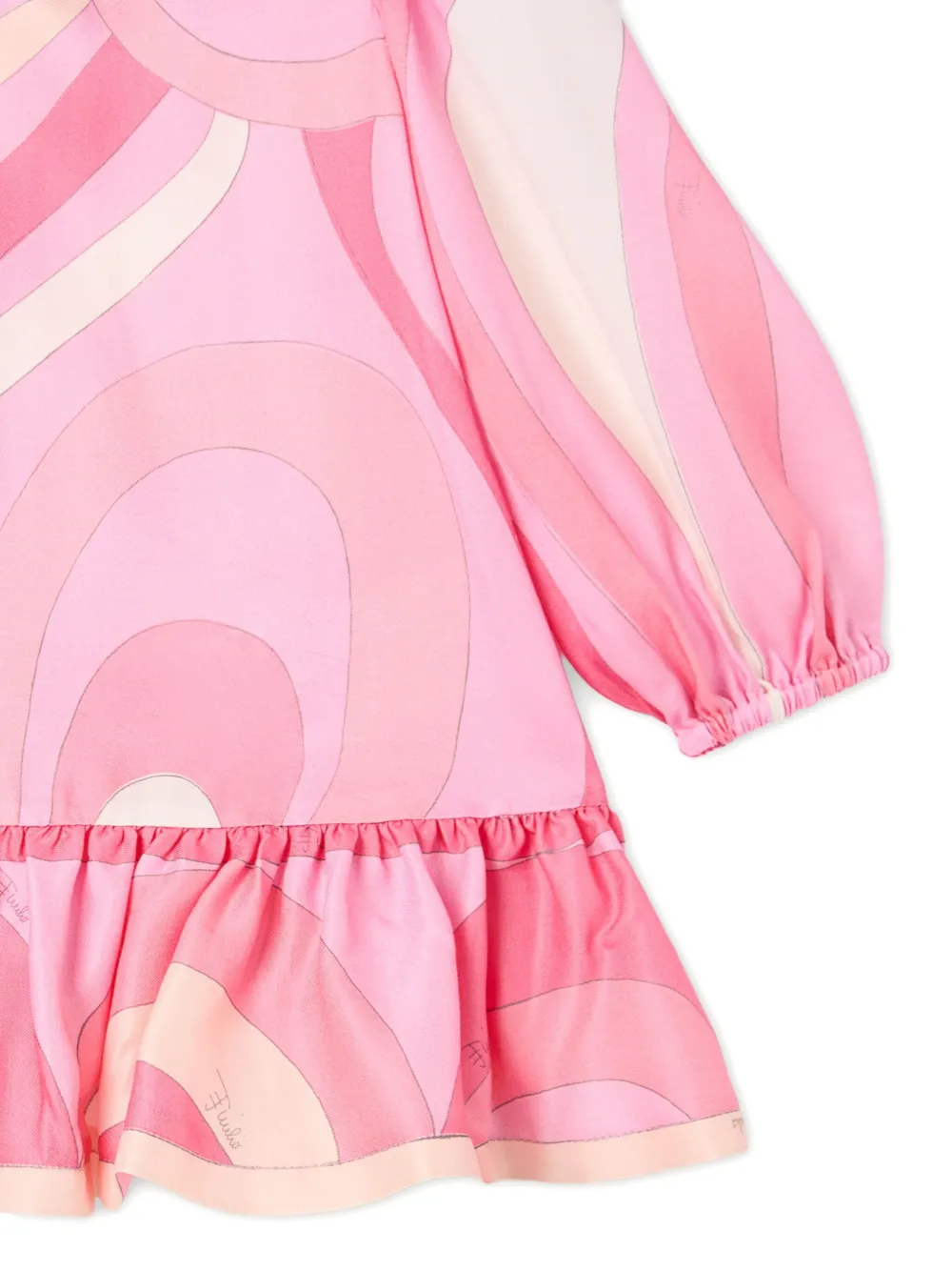 Pucci Junior Marmo-print Ruffled Dress In Pink