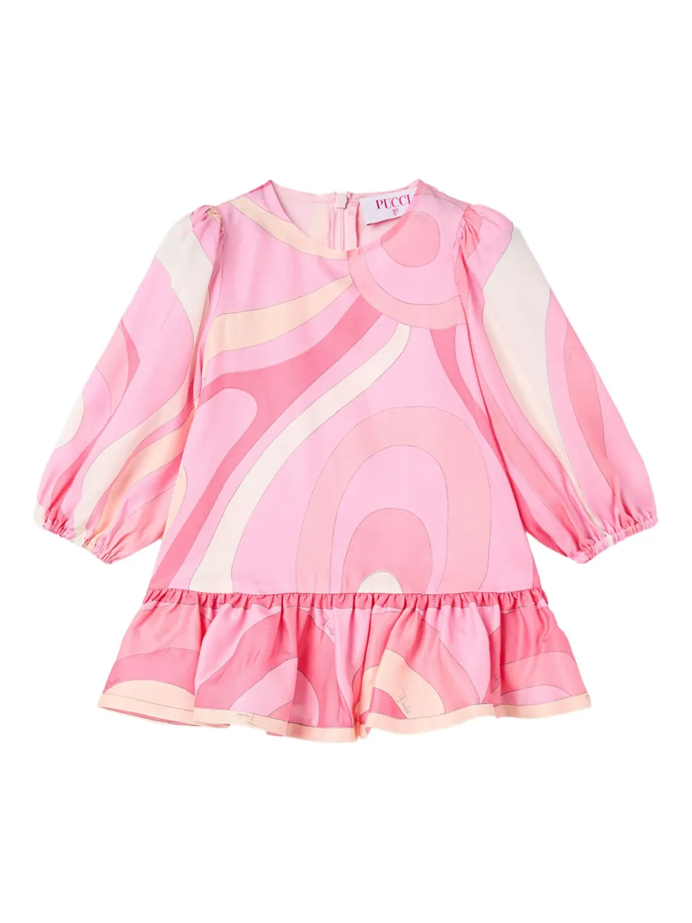Pucci Junior Marmo-print Ruffled Dress In Pink