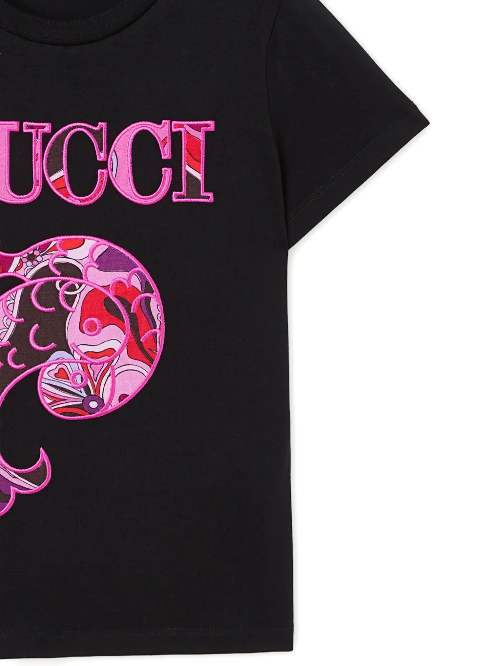Pucci Junior Logo-embroidered T-shirt In Black
