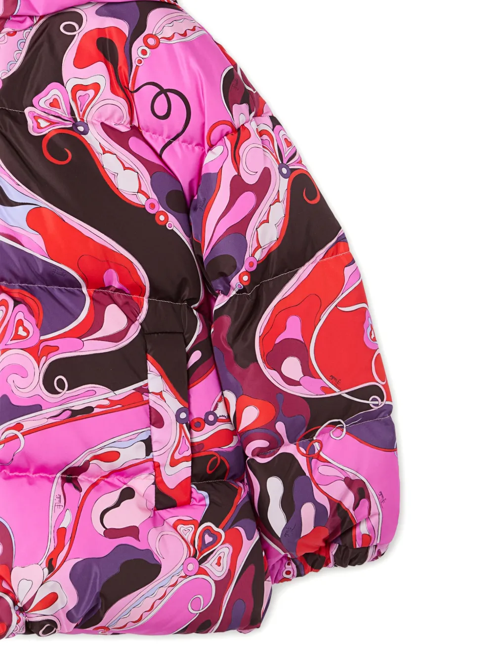 Pucci Junior Orchidee-print Down Jacket In Pink