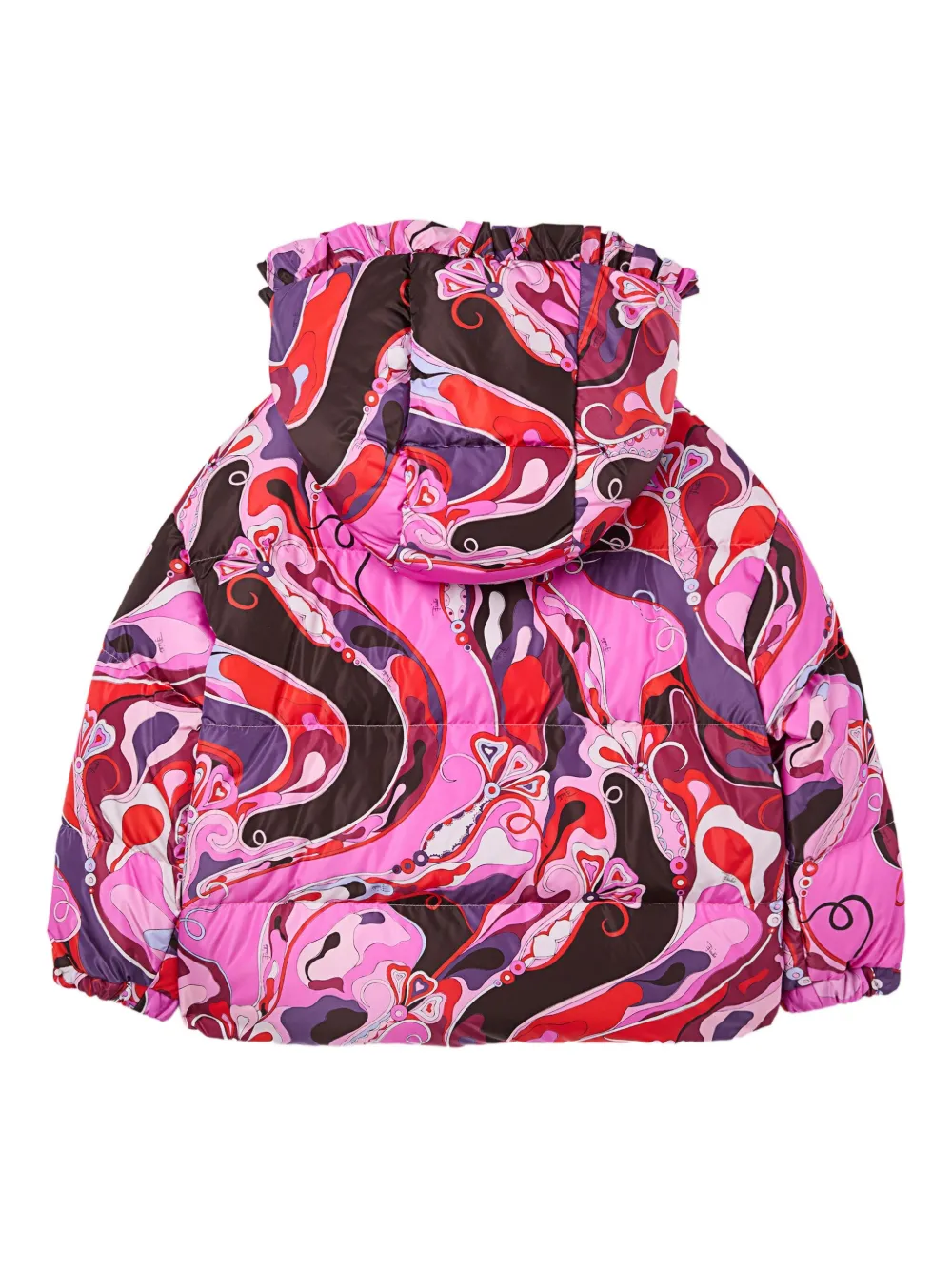 Pucci Junior Orchidee-print Down Jacket In Pink