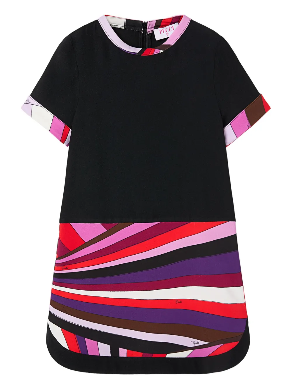 Pucci Junior Printed Crew-neck Dress In Black