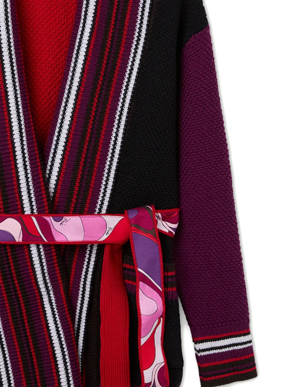 Pucci Junior Belted Cardigan In Multi