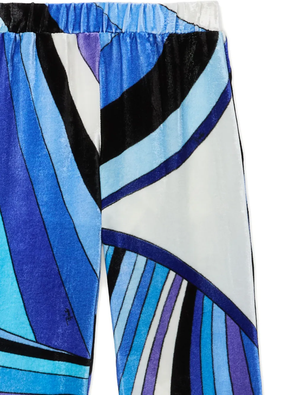 Pucci Junior Iride-print Velvet Trousers In Blue