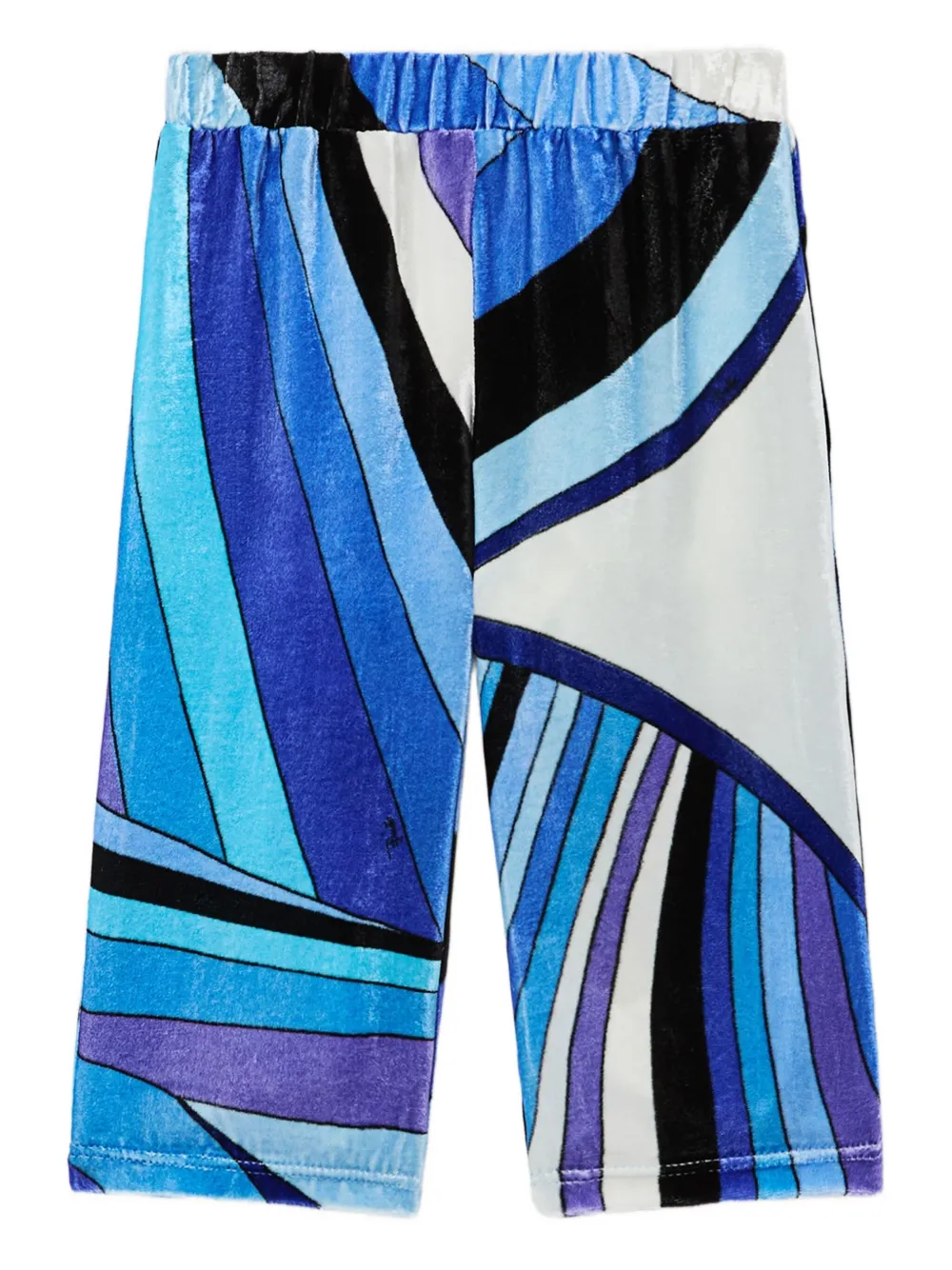 Pucci Junior Iride-print Velvet Trousers In Blue