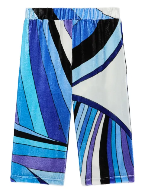 PUCCI Junior Iride-print velvet trousers