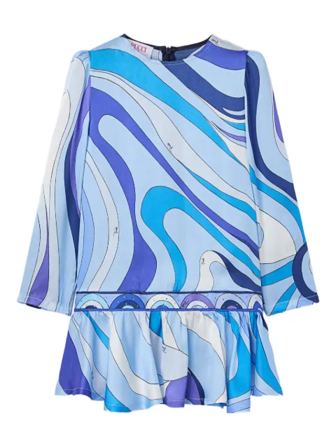 PUCCI Junior marmo-print long-sleeve dress