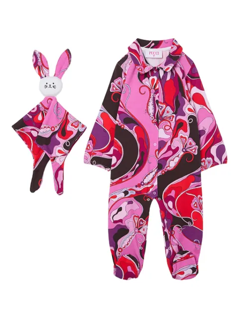 PUCCI Junior collared patterned babygrow set