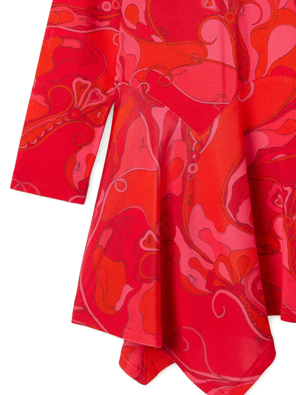 Pucci Junior Asymmetric-hem Dress In Red