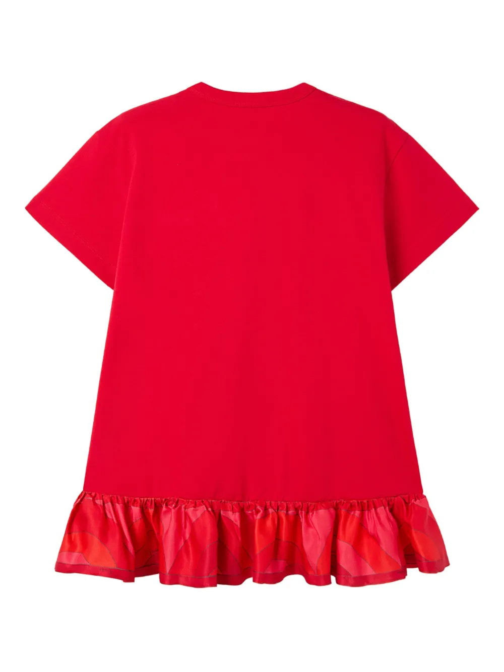Pucci Junior Printed-flounce Short-sleeves Dress In Red