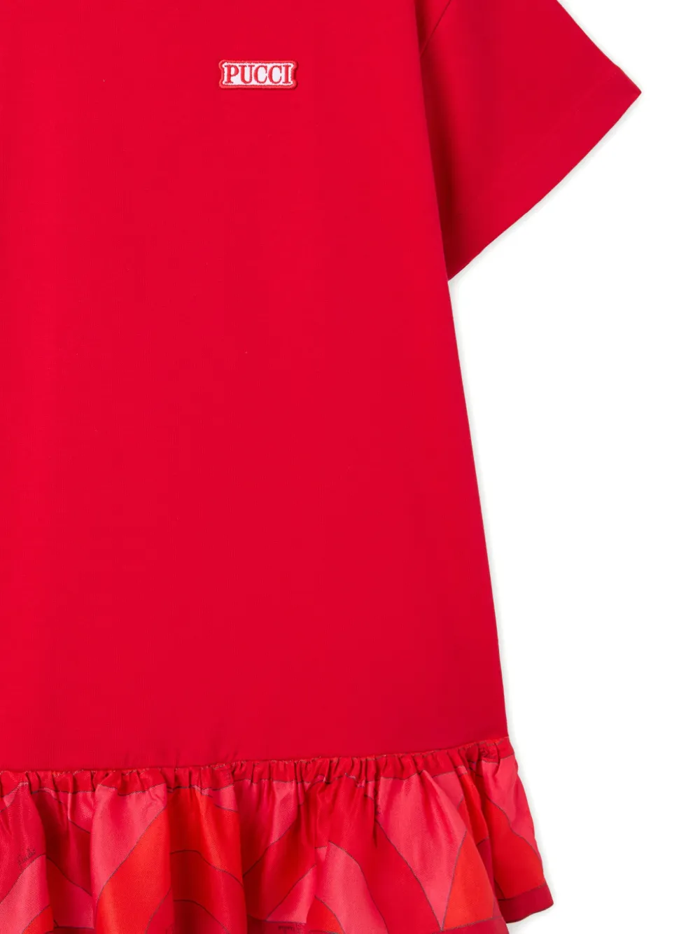 Pucci Junior Printed-flounce Short-sleeves Dress In Red
