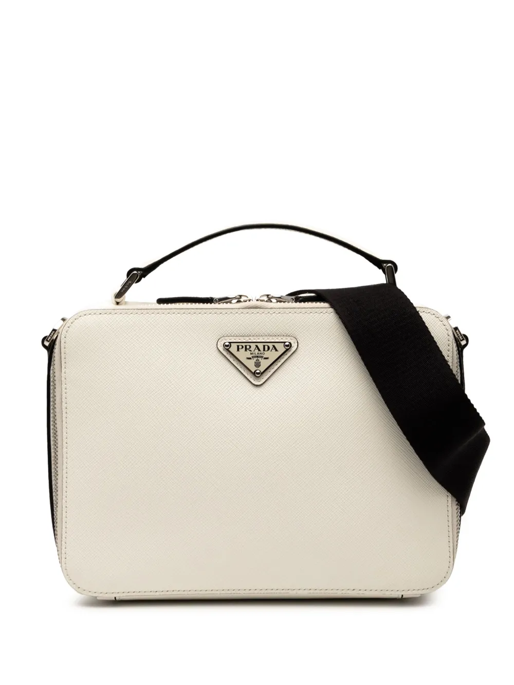 Prada Pre-Owned 2013-2025 ミディアム サフィアーノ ブリケ サッチェルバッグ - ホワイト Prada Pre-Owned 2013-2025 ミディアム サフィアーノ ブリケ サッチェルバッグ - ホワイト