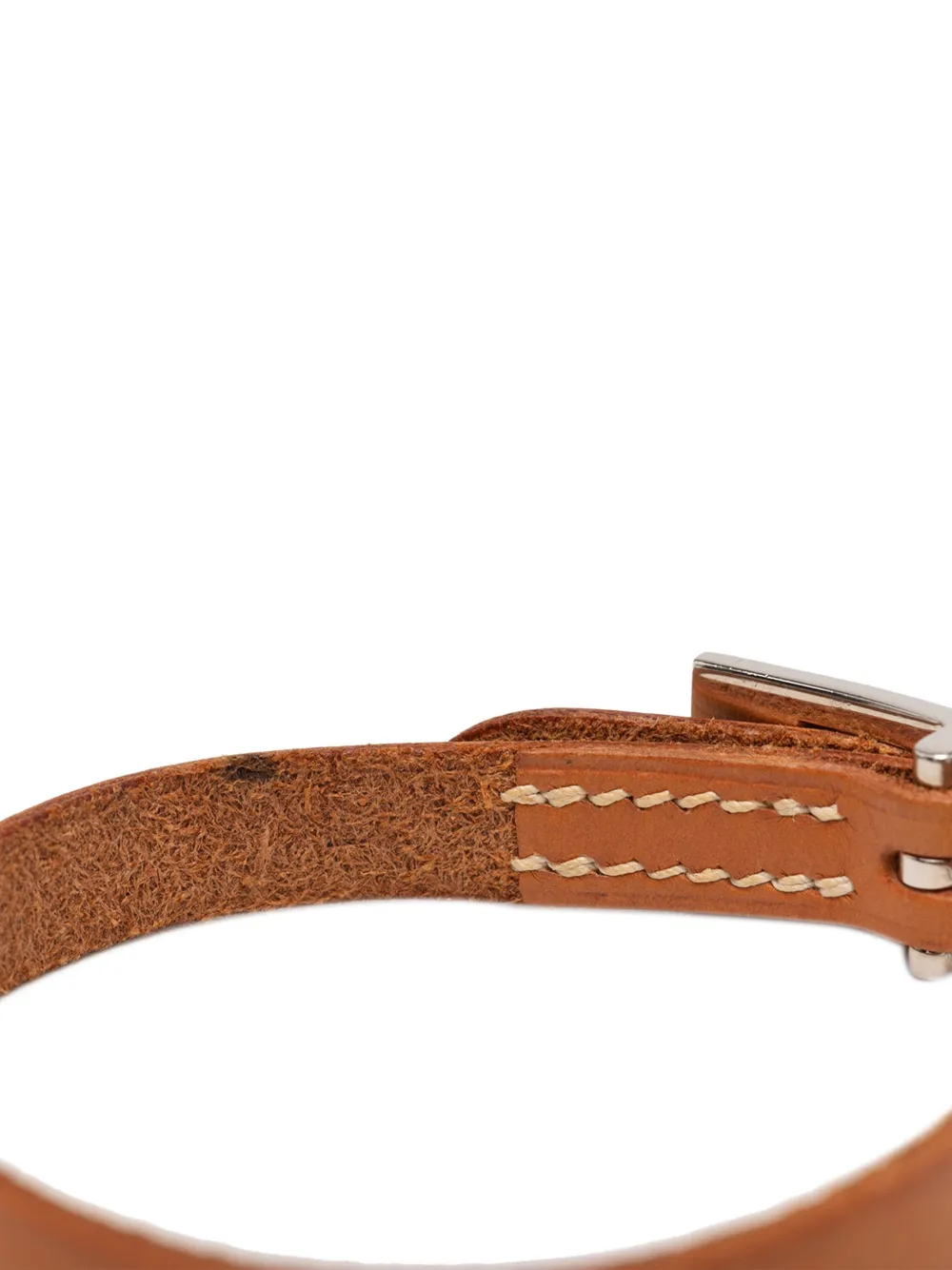 Pre-owned Hermes 20th Century Leather Kelly Aldion Bracelet Costume Bracelet In Brown