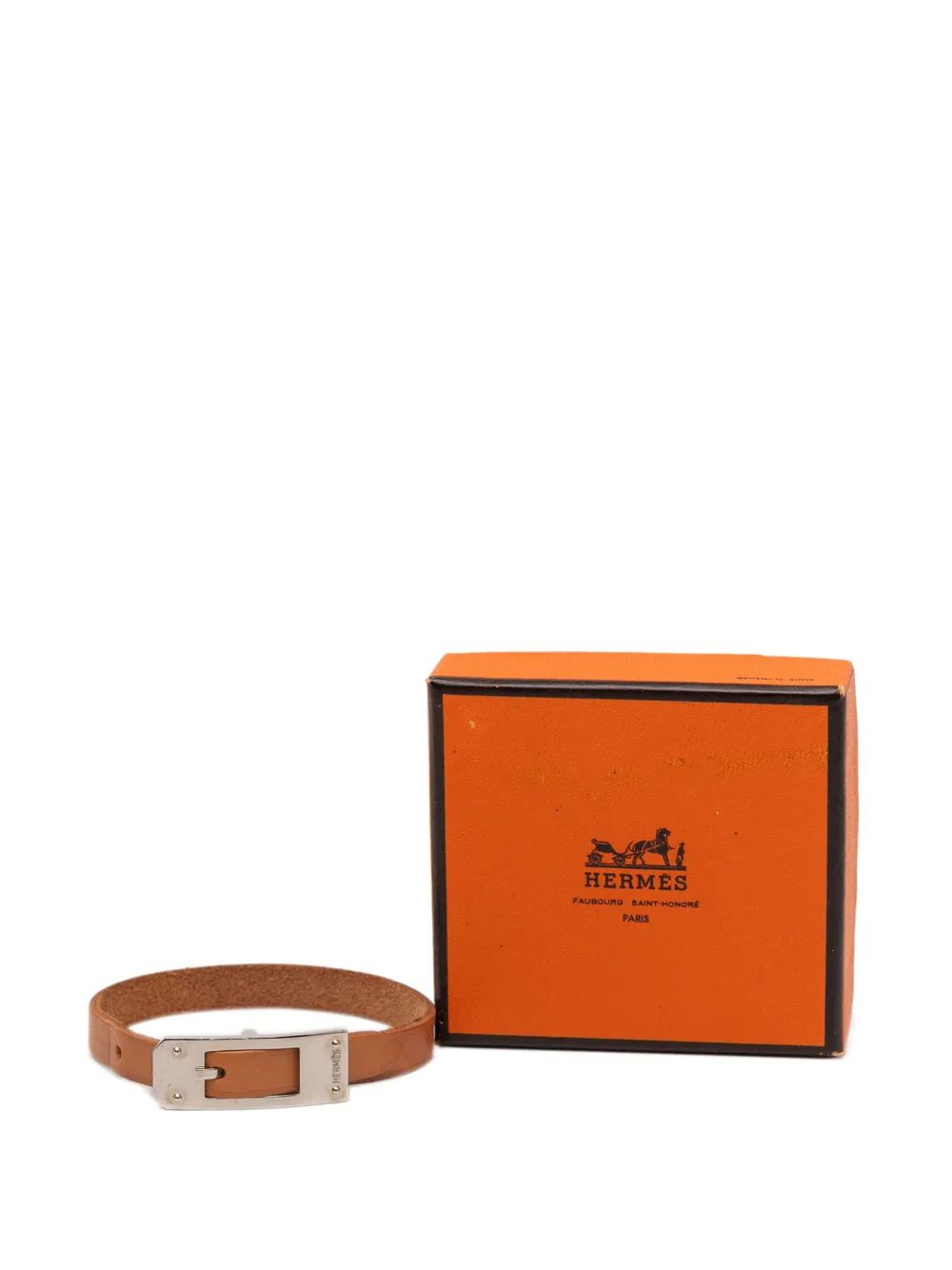 Pre-owned Hermes 20th Century Leather Kelly Aldion Bracelet Costume Bracelet In Brown