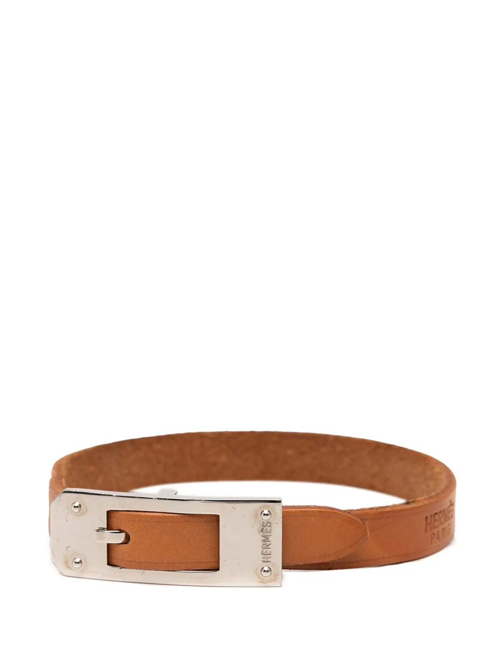 Pre-owned Hermes 20th Century Leather Kelly Aldion Bracelet Costume Bracelet In Brown