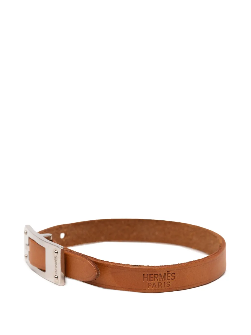 Pre-owned Hermes 20th Century Leather Kelly Aldion Bracelet Costume Bracelet In Brown