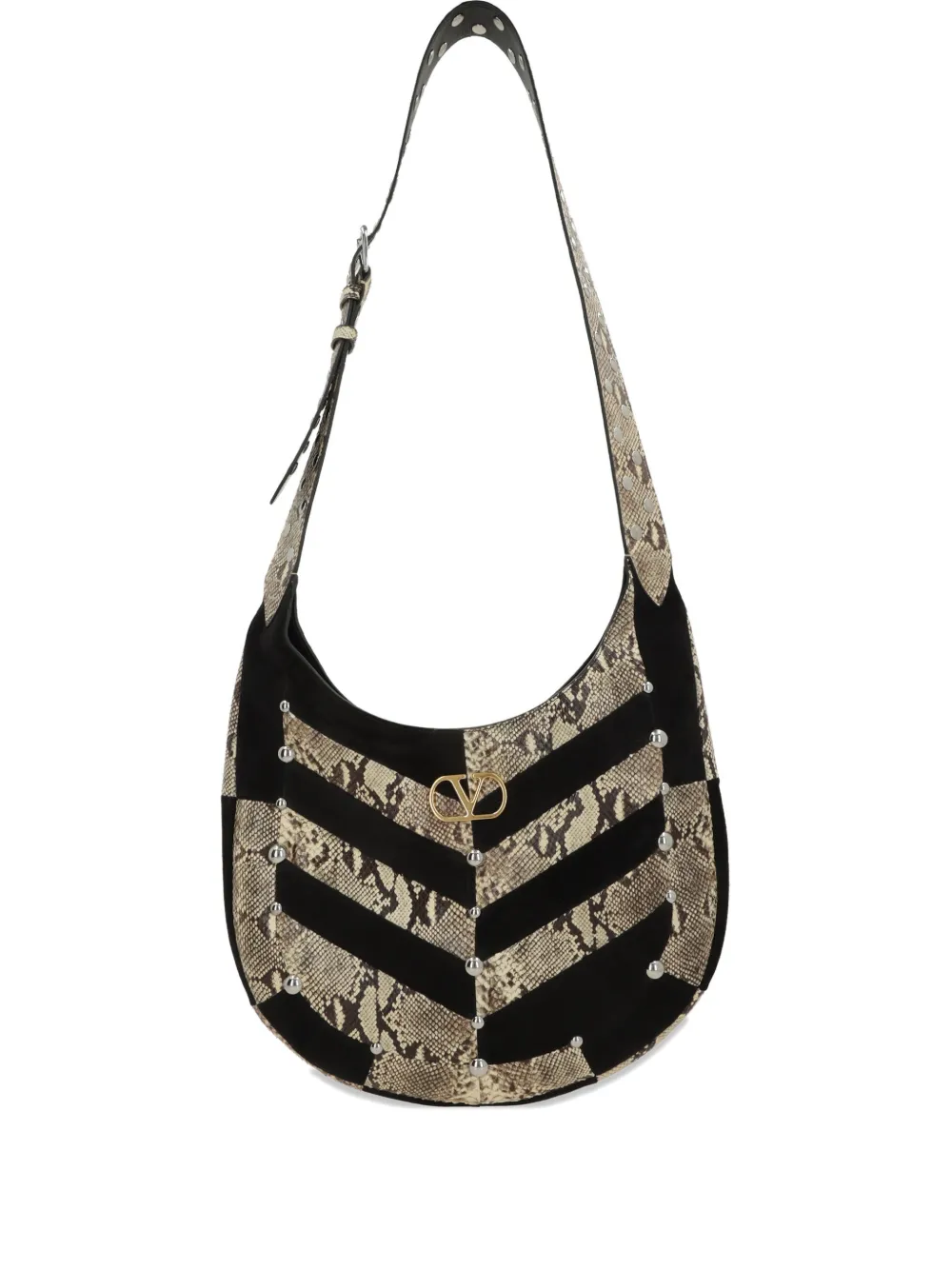 Valentino Garavani large Vlogo studded shoulder bag - Nero