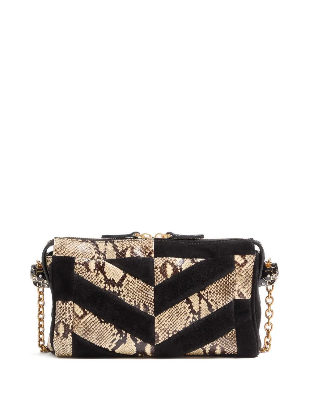 Valentino Small Panthea Chevron-pattern Crossbody Bag In Black