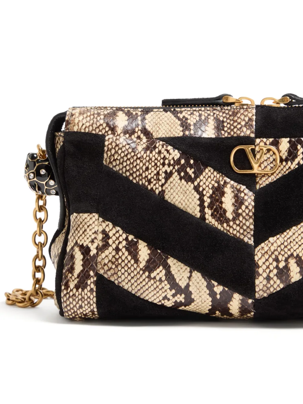 Valentino Small Panthea Chevron-pattern Crossbody Bag In Black