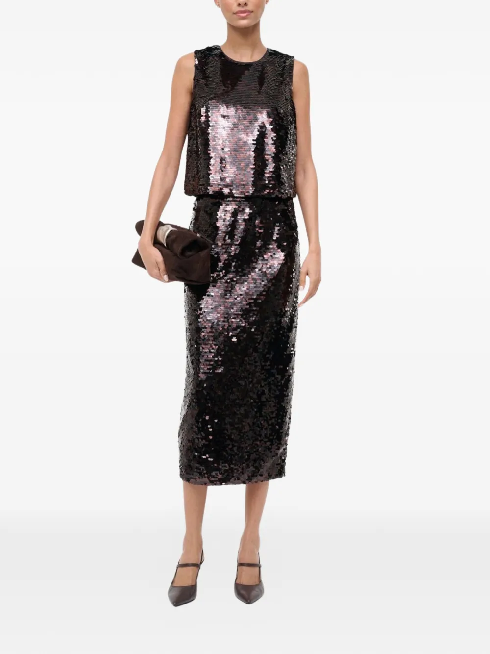 STAUD Seraphina sequin-embellishment top - Zwart