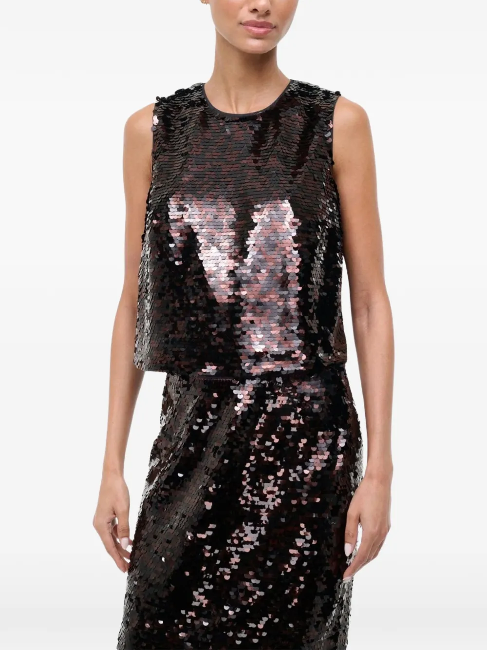 Staud Seraphina Sequin-embellishment Top In Brown