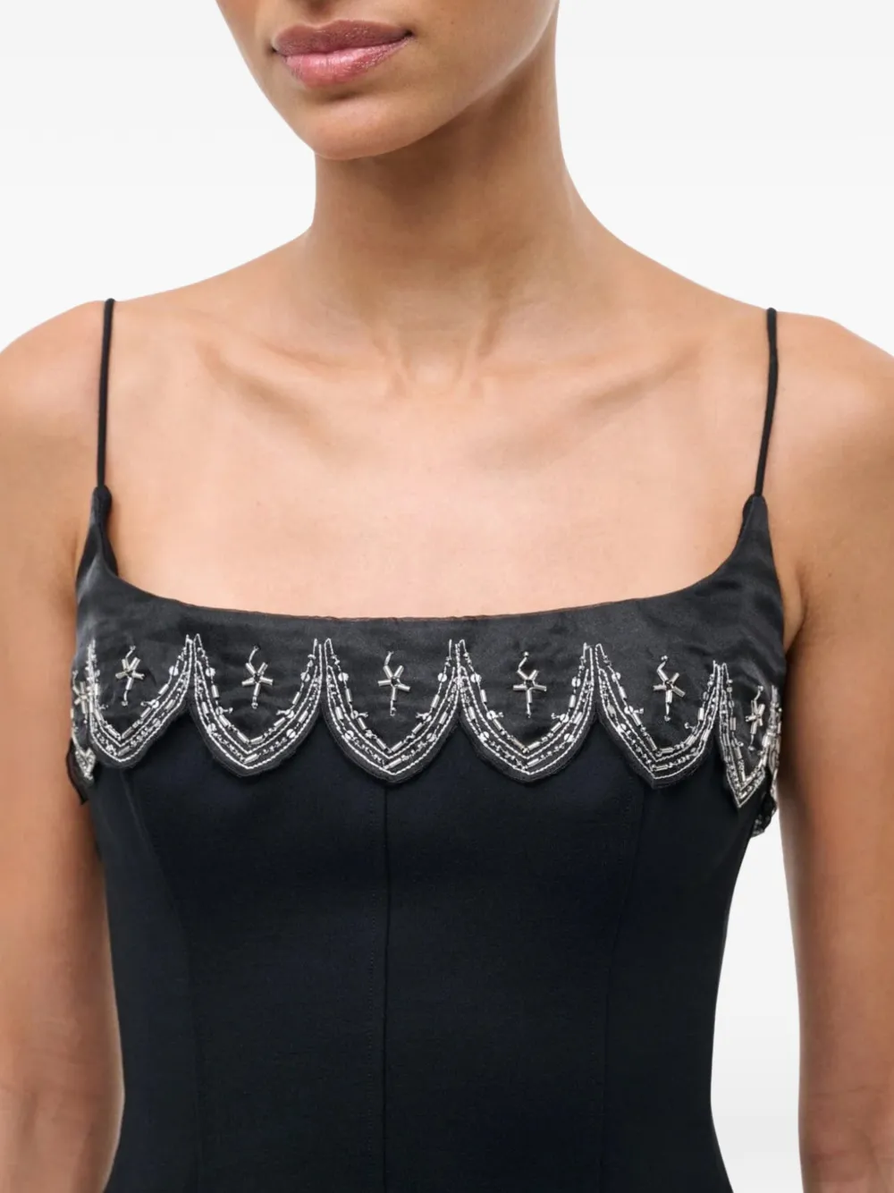 Staud Colette Scalloped Top In Black