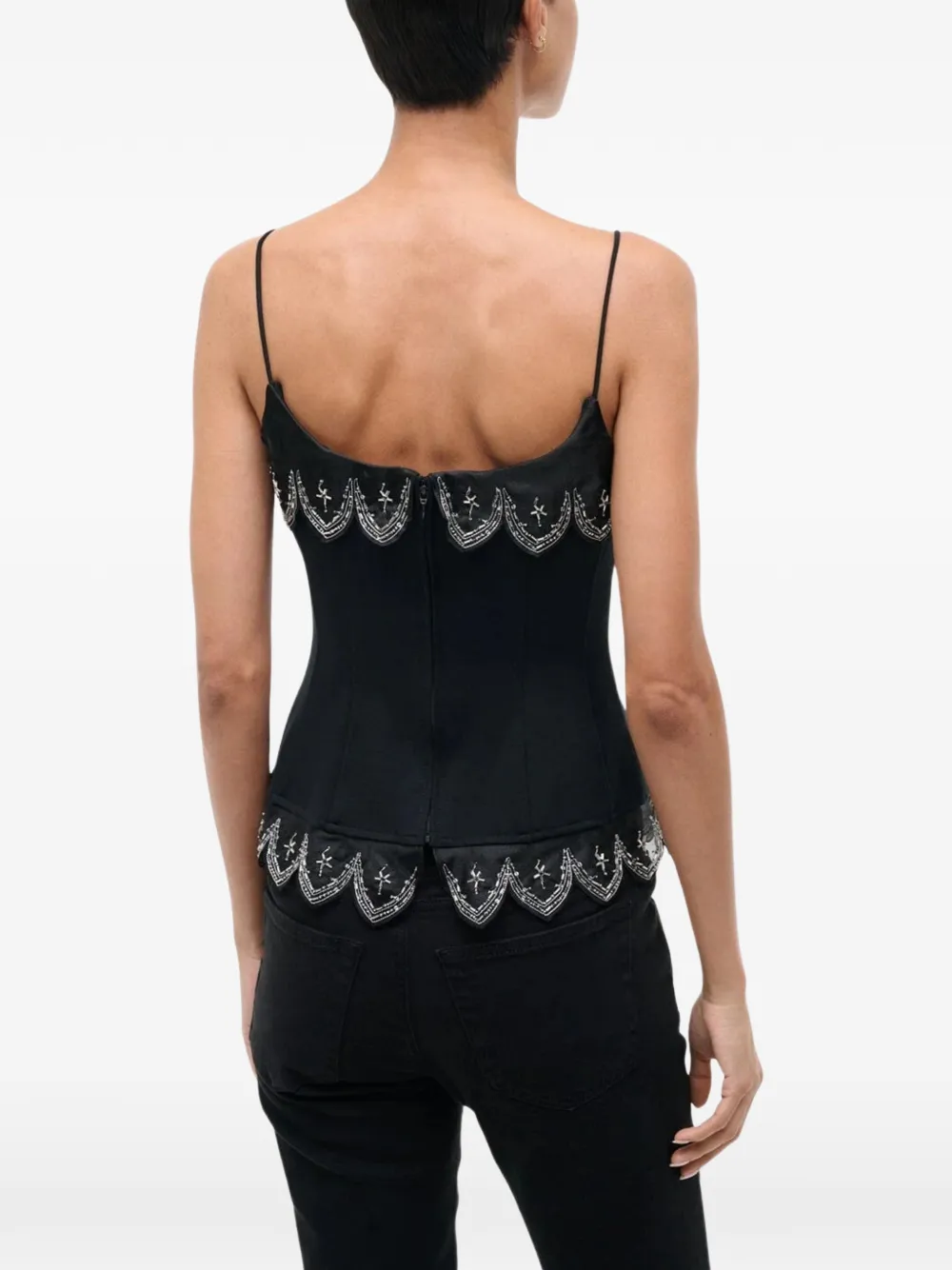 Staud Colette Scalloped Top In Black