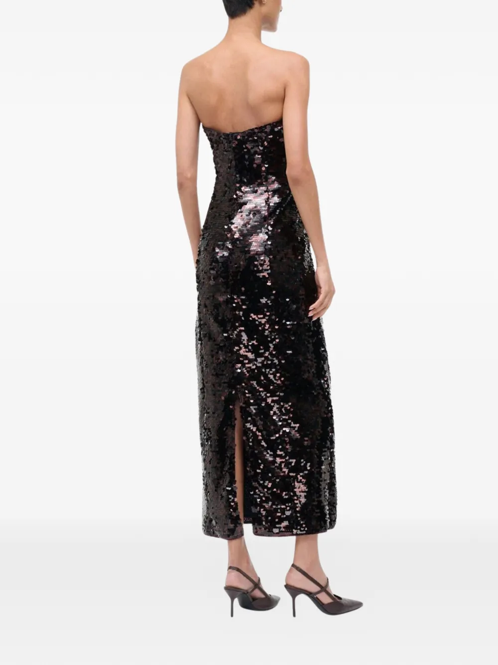 Staud Cece Sequin-embellishment Midi Dress In Black
