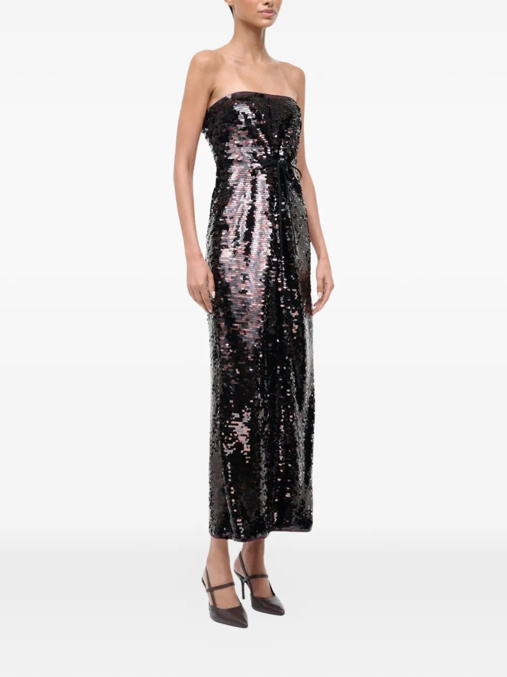 Staud Cece Sequin-embellishment Midi Dress In Black