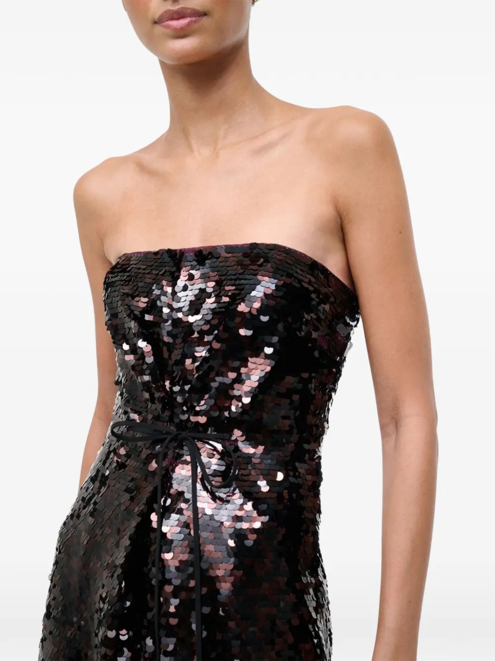 Staud Cece Sequin-embellishment Midi Dress In Black