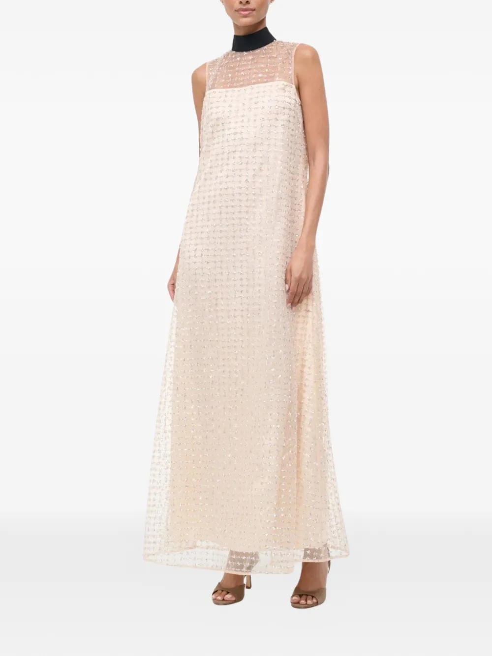 STAUD Albee tie-embellished maxi dress Beige