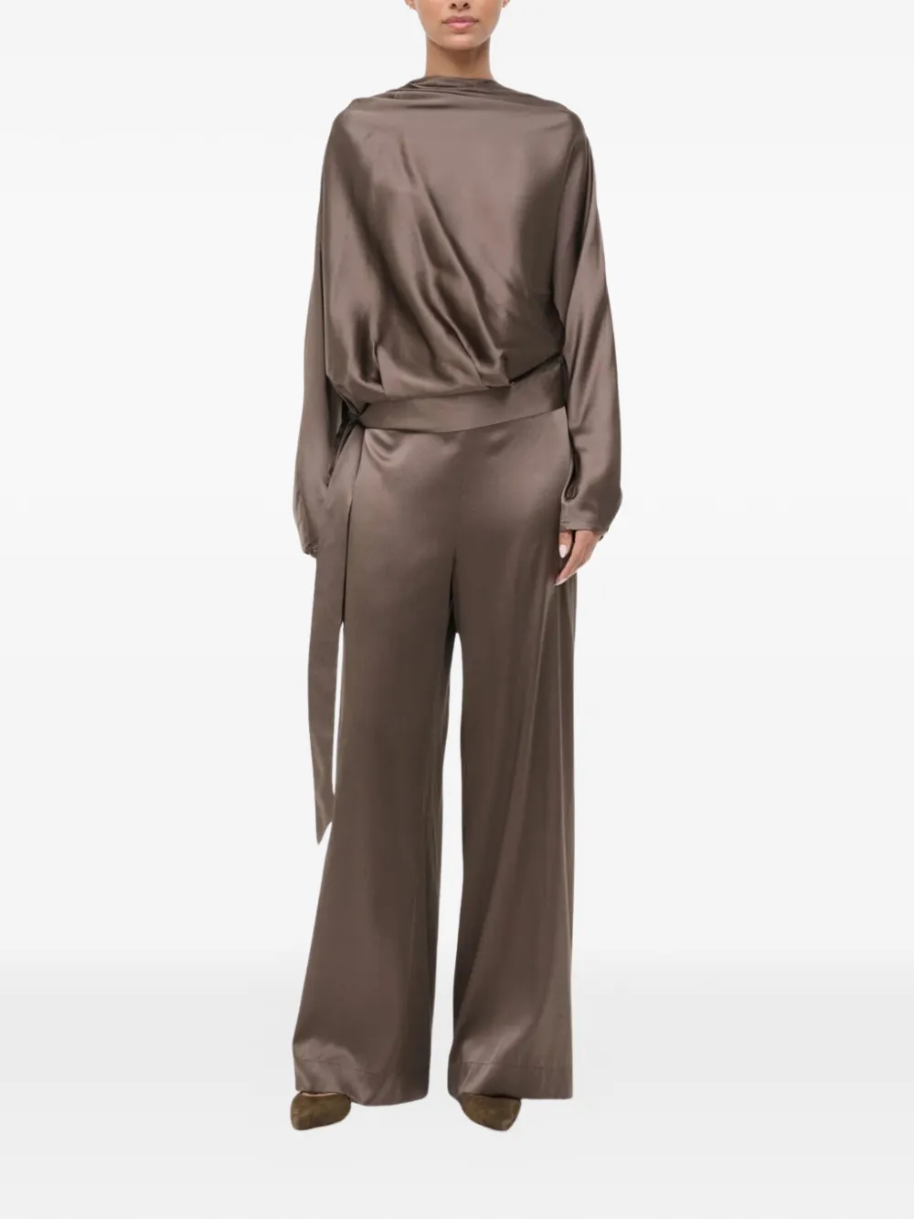 STAUD Phoebe silk top - Bruin