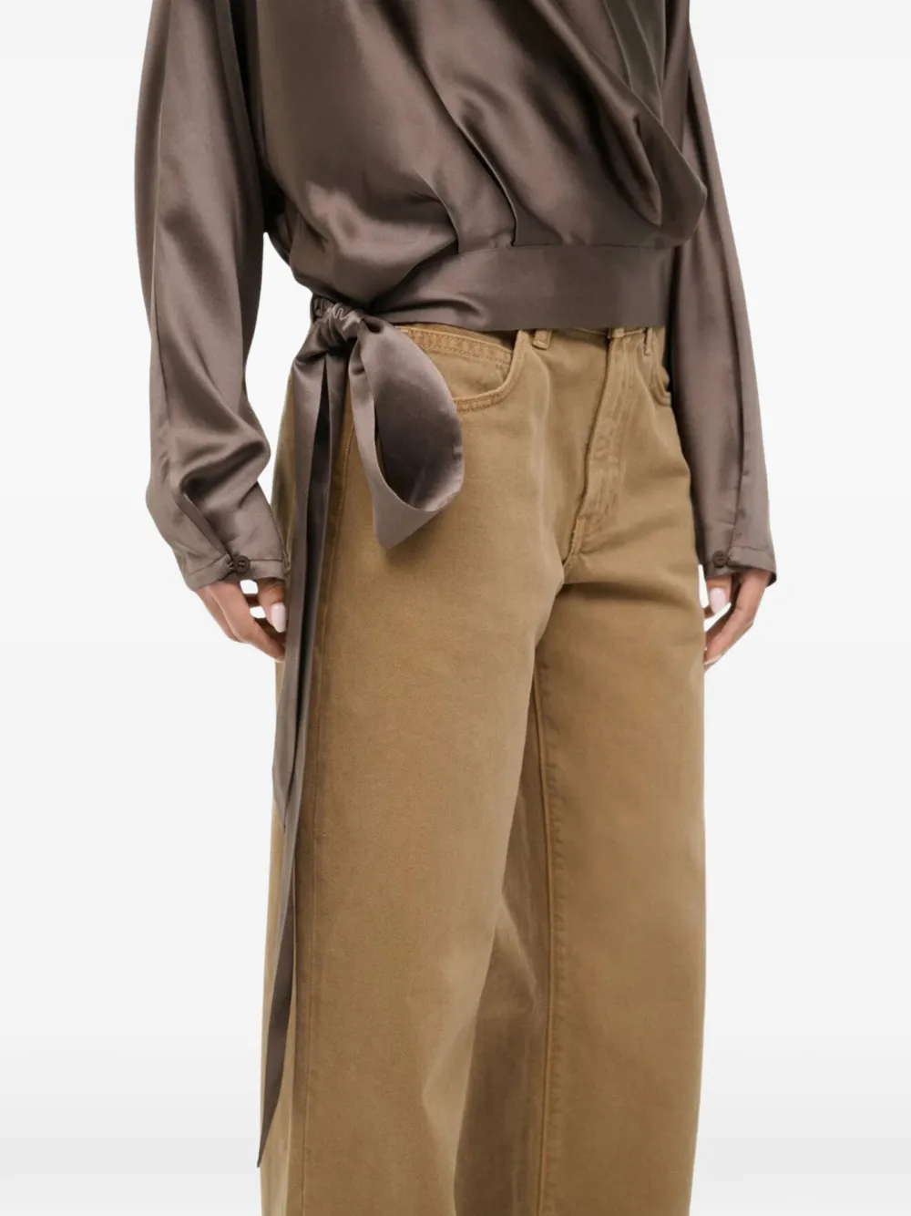 Staud Phoebe Dolman Sleeve Silk Top In Brown