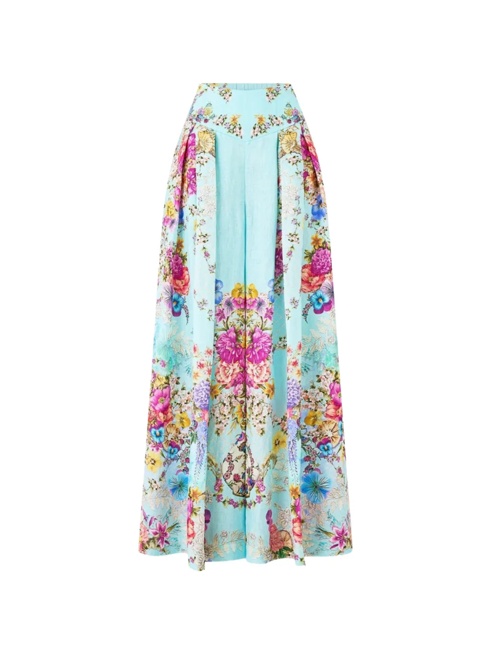 Camilla floral-print corset-waist trousers