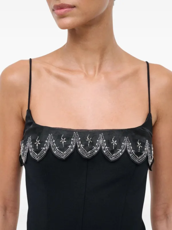 STAUD Colette beaded-trim Mini Dress | Black | FARFETCH ID