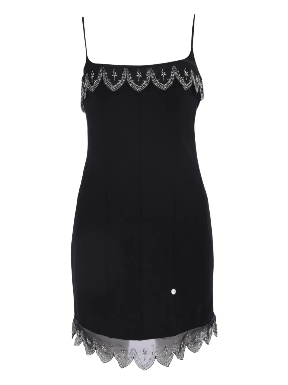 Staud Colette Beaded-trim Mini Dress In Black