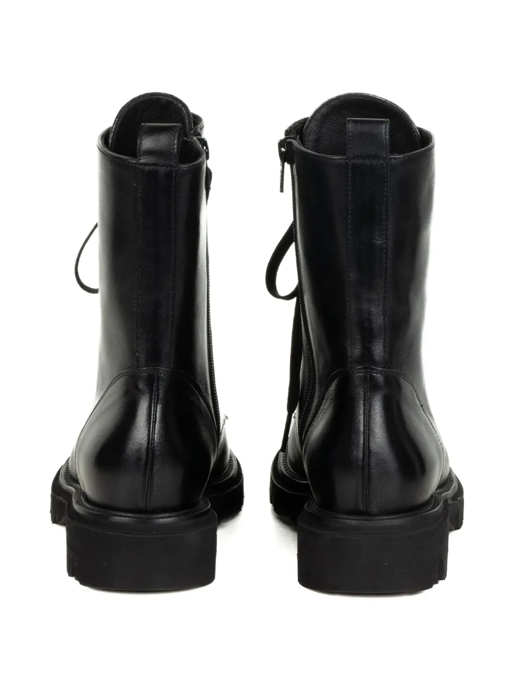 Luca Grossi Lace-up Leather Combat Boots In Black