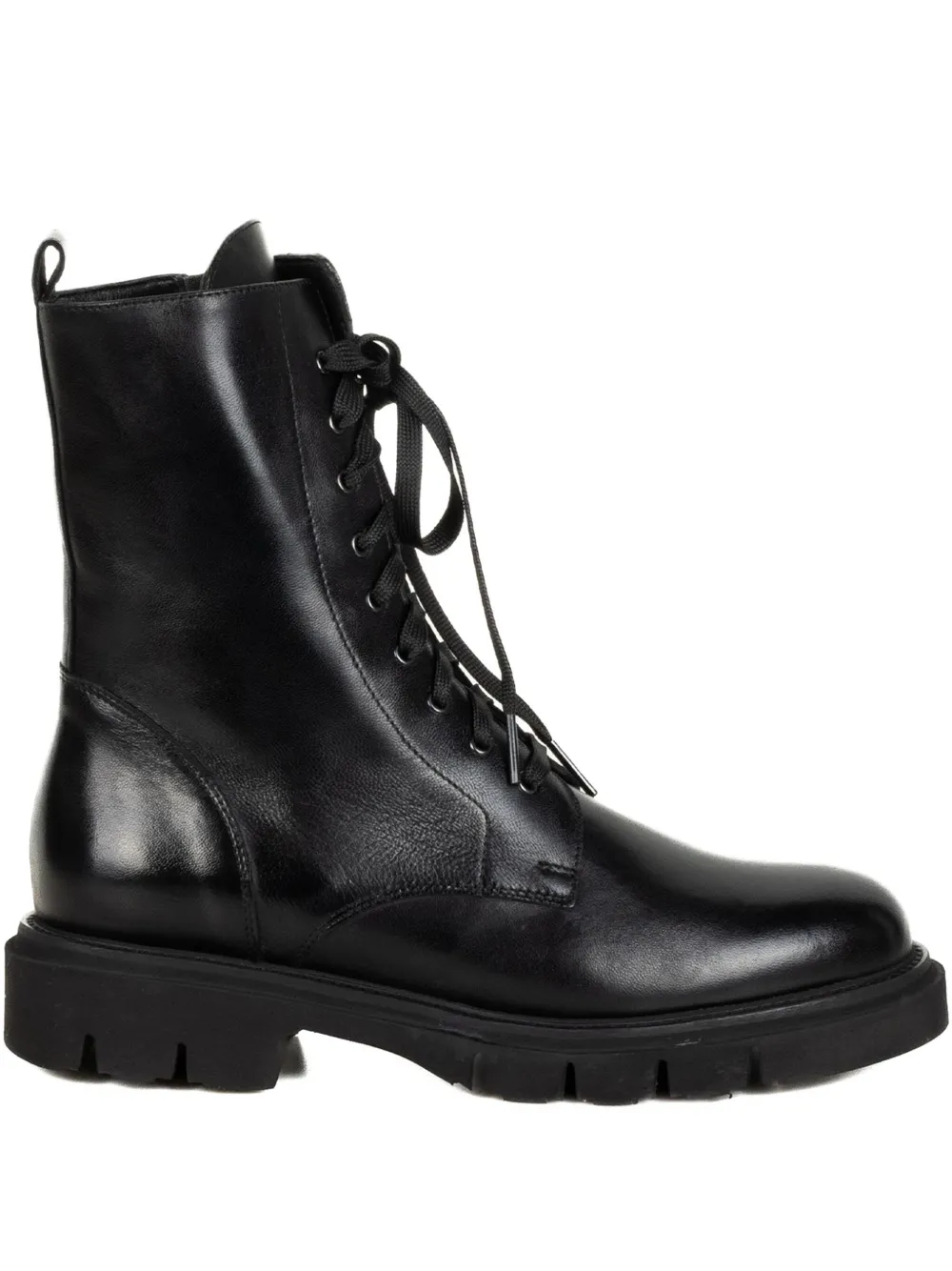 Luca Grossi Lace-up Leather Combat Boots In Black