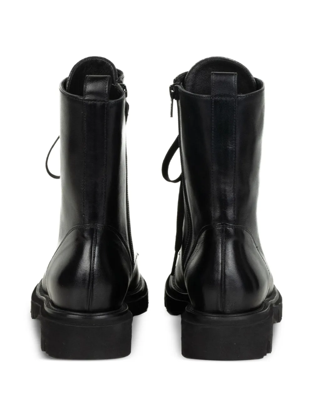 Luca Grossi Leren combat boots Zwart