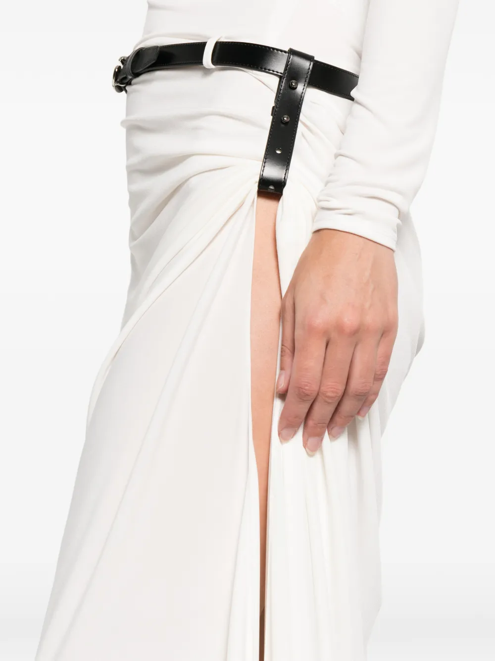 Coperni Long-sleeve Belted Dress In White